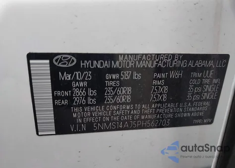 2023 Hyundai Santa Fe Se from USA, damaged, VIN 5NMS14AJ5PH562703